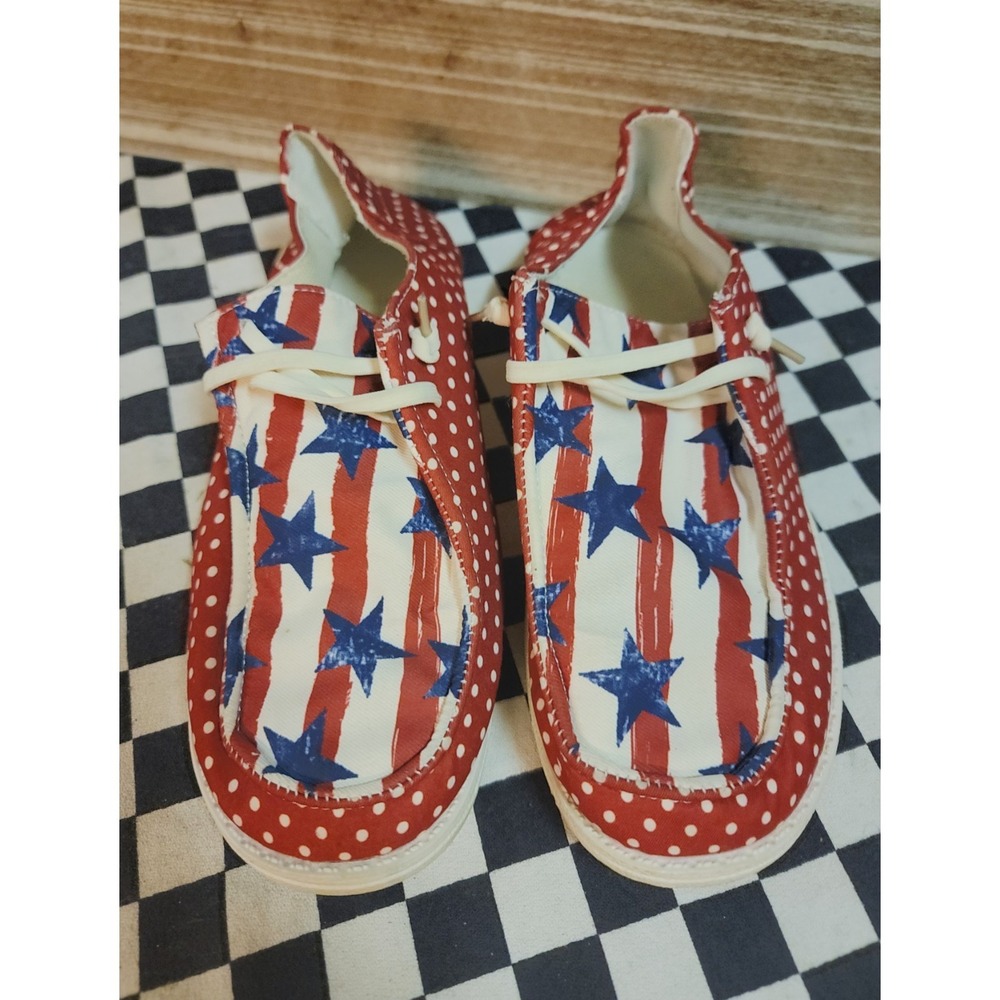 Women's Patriotic Stars Stripes Casual Shoes Red White Blue EU 39 US 8.5